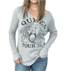 DAYDREAMER for FREE PEOPLE Queen Tour '75 gray thermal top size Small
